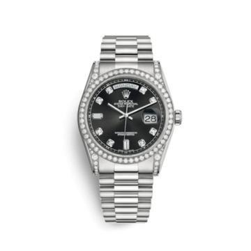 Rolex Day-Date 36 White Gold Diamonds / President / Black Diamond
