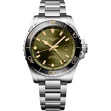 Longines Hydroconquest GMT 43 Stainless Steel / Green / Bracelet