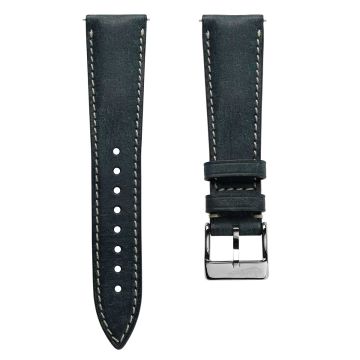 Original Highley Half Padded Martino Italian Leather Watch Strap - Jeans Blue - 21mm