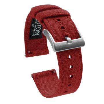 Crimson Red Premium Canvas Watch Band - 16mm