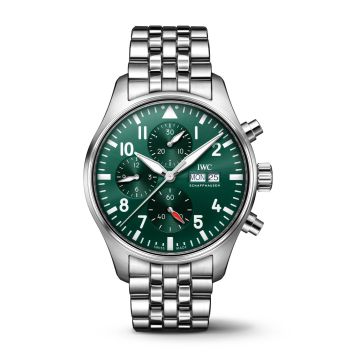 IWC Schaffhausen Pilot's Watch Chronograph Stainless Steel / Green / Bracelet