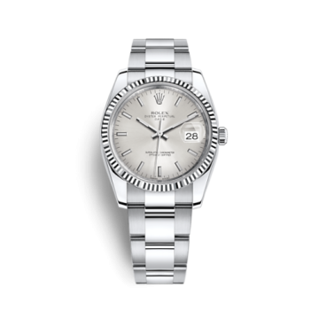 Rolex Oyster Perpetual Date 34 Stainless Steel Fluted / Oyster / Silver