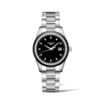 Longines Conquest Classic Quartz 34 Stainless Steel / Ceramic / Diamond / Black