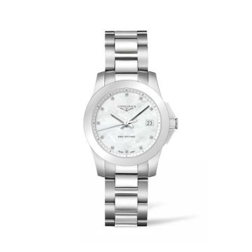 Longines Conquest Quartz 34 Stainless Steel / MOP