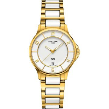 Certina DS-6 Lady Yellow Gold - Ceramic / White / Bracelet