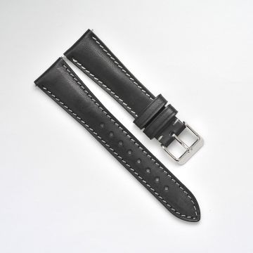 Vintage Veg Tan Embossed Italian Leather Onyx Black Watch Strap with Quick Release - 18mm