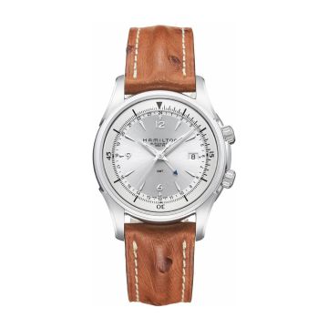 Hamilton Jazzmaster Traveler GMT 42mm Silver Dial / Ostrich