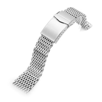 Tapered Shark Mesh Stainless Steel Bracelet with V-Clasp - 16mm