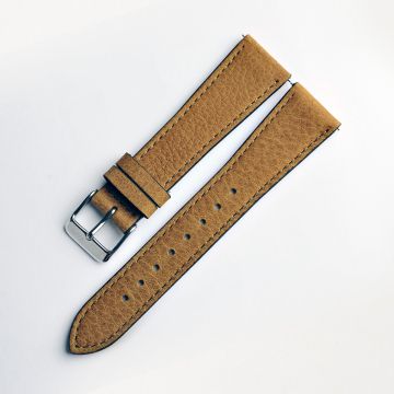 Vintage Natural Grain German Leather Tan Brown Watch Strap with Quick Release - 18mm