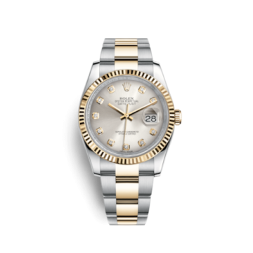 Rolex Datejust 36 Rolesor Yellow Fluted / Oyster / Silver Diamonds