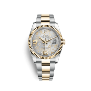 Rolex Datejust 36 Rolesor Yellow Fluted / Oyster / Silver Floral