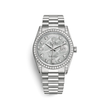 Rolex Day-Date 36 White Gold Diamonds / President  / Meteorite