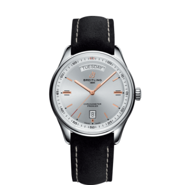 Breitling Premier Automatic Day & Date 40 Stainless Steel / Silver / Nubuck Black / Tang