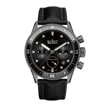 Blancpain Fifty Fathoms Bathyscaphe Flyback Chronograph Black Ceramic / Black / Black Canvas