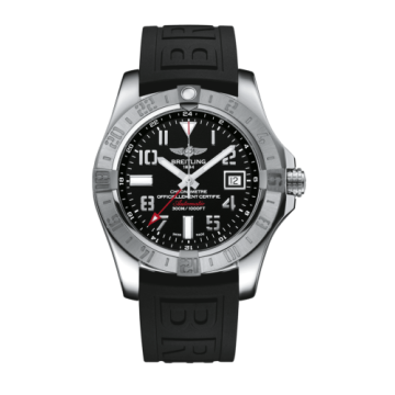 Breitling Avenger II GMT Stainless Steel / Volcano Black / Rubber / Pin