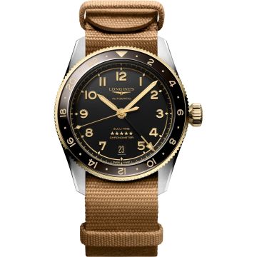 Longines Spirit Zulu Time 39 Stainless Steel - Yellow Gold / Anthracite / NATO