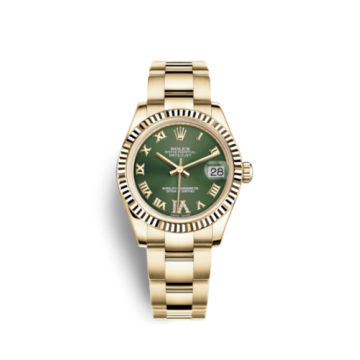 Rolex Datejust 31 Yellow Gold Fluted / Oyster / Olive  Roman