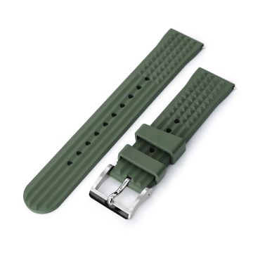 Chaffle Military Green FKM Rubber watch strap, 20mm or 22mm - 22mm