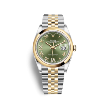 Rolex Datejust 36 Stainless Steel / Yellow Gold / Smooth / Olive Green Roman Diamond / Jubilee