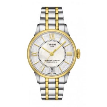 Tissot Chemin des Tourelles Powermatic 32 Stainless Steel / Yellow Gold PVD / MOP / Bracelet