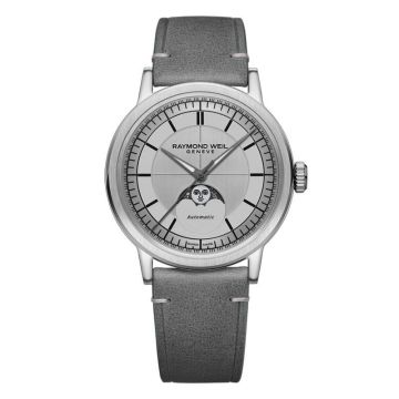 Raymond Weil Millesime Automatique Phase de lune 39.5 mm cadran argent