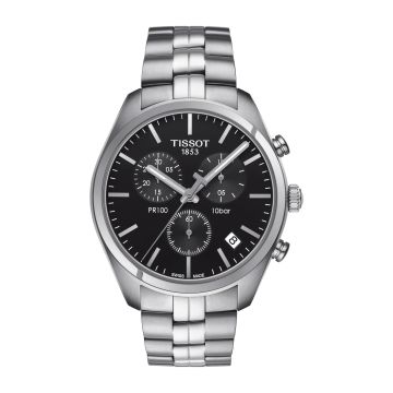 Tissot PR 100 Chronograph Quartz 41 Stainless Steel / Black / Bracelet