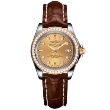 Breitling Galactic 32 Sleek Edition Stainless Steel / Rose Gold / Diamond / Golden Sun Diamond / Croco