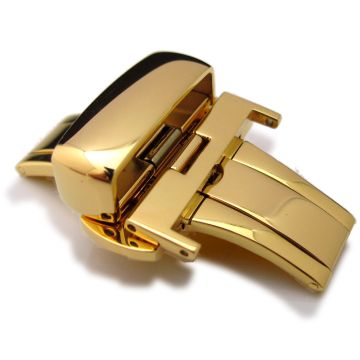 20mm, 22mm, 24mm Deployment Buckle / Clasp, Gold Plated Stainless Steel for Leather Strap - 7mm