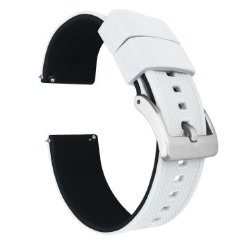 White Top Black Bottom Elite Silicone Watch Band - 18mm
