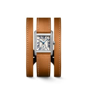 Longines Mini DolceVita 21.5 Quartz Stainless Steel - Diamond / Silver / Triple Cuff Brown XS