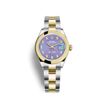 Rolex Lady-Datejust 28 Rolesor Yellow Domed / Oyster / Lavender Diamond