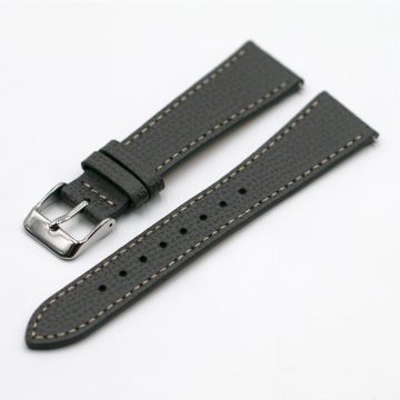 Vintage Epsom Italian Leather Pewter Grey Watch Strap with Quick Release - 18mm