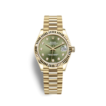 Rolex Datejust 31 Yellow Gold / Fluted / Olive - Diamond / President