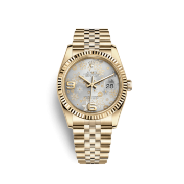 Rolex Datejust 36 Yellow Gold Fluted / Jubilee / Silver Floral