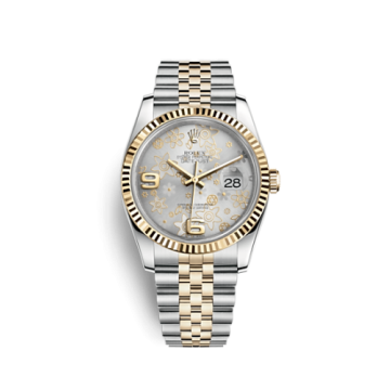 Rolex Datejust 36 Rolesor Yellow Fluted / Jubilee / Silver Floral