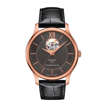 Tissot Tradition Powermatic 80 Open Heart 40 Rose Gold / Grey / Strap