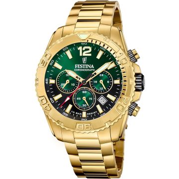 Festina Timeless Chronograph Goldtone / Green 45mm
