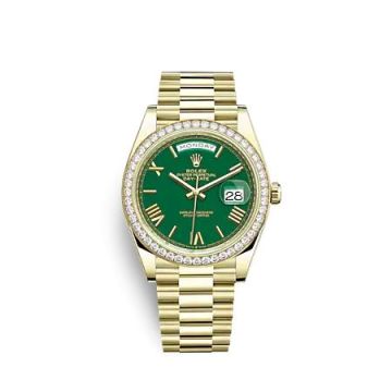 Rolex Day-Date 40 Yellow Gold - Diamond / Green - Roman