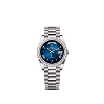 Rolex Day-Date 36 White Gold - Diamond / Blue Ombré - Roman / President