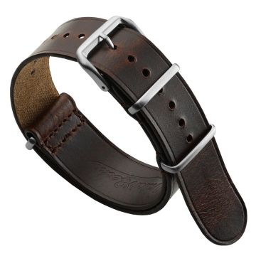 Cambridge Genuine Leather British Military Watch Strap - Reddish Brown - 22mm