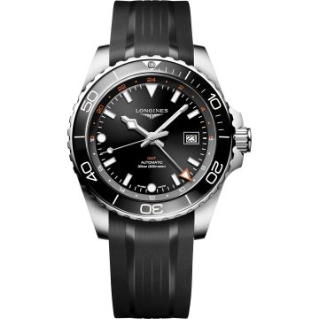 Longines Hydroconquest GMT 43 Stainless Steel / Black / Rubber