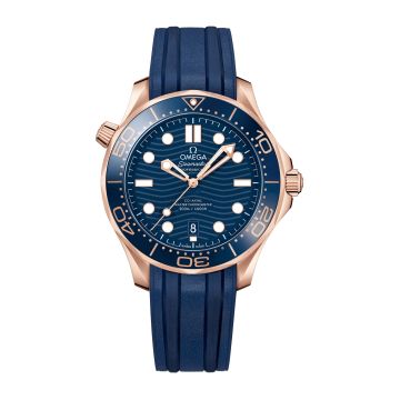 Omega Seamaster Diver 300M Master Co-Axial 42 Sedna Gold / Blue / Rubber
