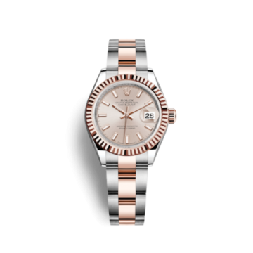 Rolex Lady-Datejust 28 Rolesor Rose Fluted / Oyster / Sundust