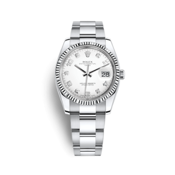 Rolex Oyster Perpetual Date 34 Stainless Steel Fluted / Oyster / White Arabic