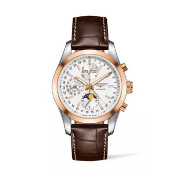 Longines Conquest Classic Moonphase Stainless Steel - Red Gold / Silver