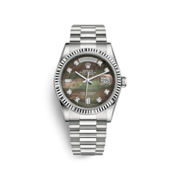 Rolex Day-Date 36 White Gold Fluted / President / Black MOP