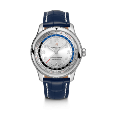 Breitling Navitimer 8 B35 Automatic Unitime 43 Stainless Steel / Silver / Blue Croco / Folding