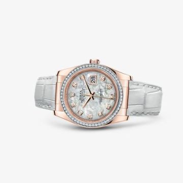 Rolex Datejust 36 Everose Strap White Mother of Pearl Diamonds