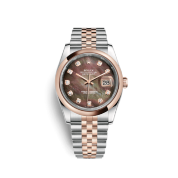 Rolex Datejust 36 Rolesor Everose Domed / Jubilee / Black  MOP