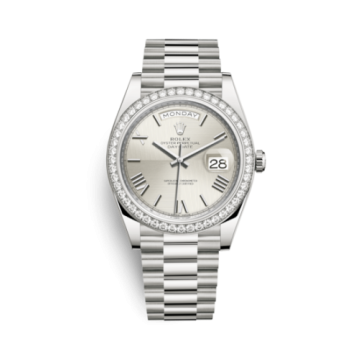 Rolex Day-Date 40 White Gold -  Diamond / Silver Quadrant